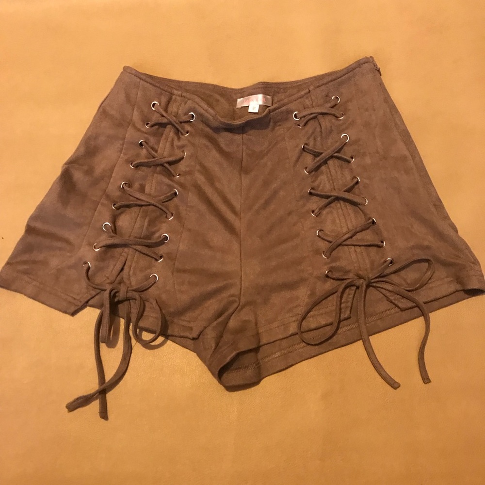 Suede Lace Up Shorts